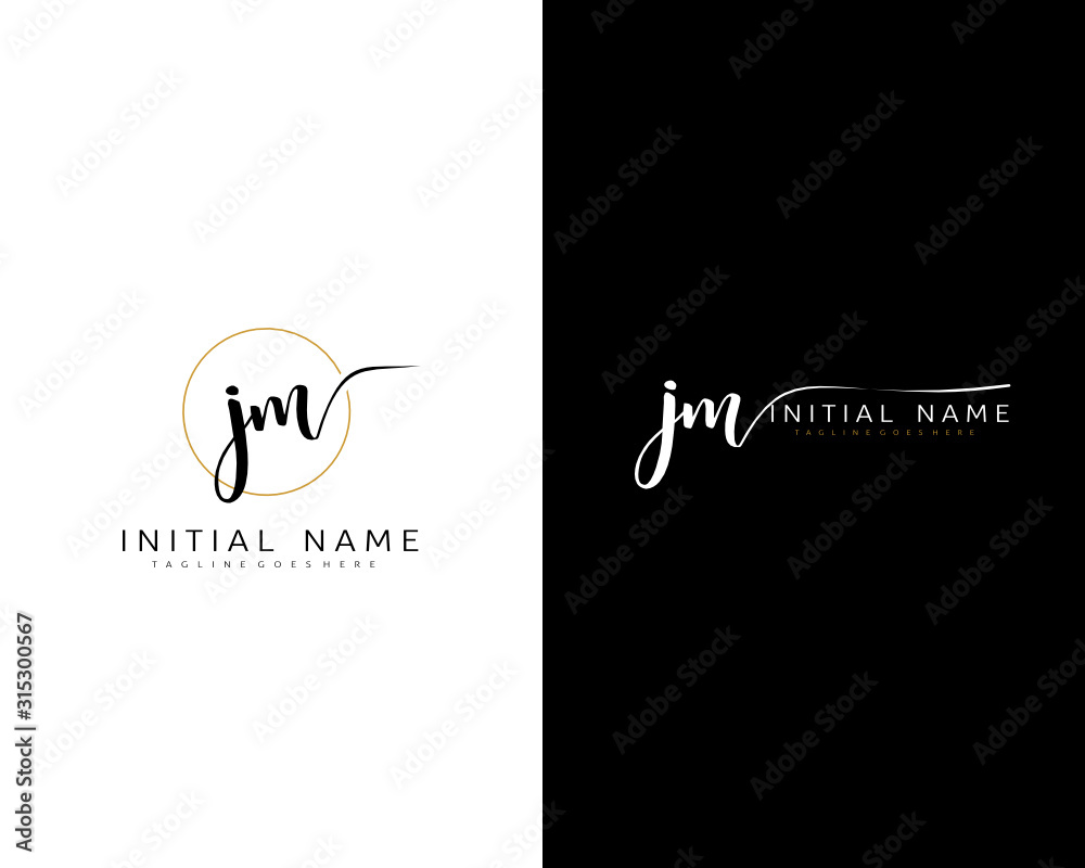 J M JM Initial handwriting logo vector. Hand lettering for designs ...