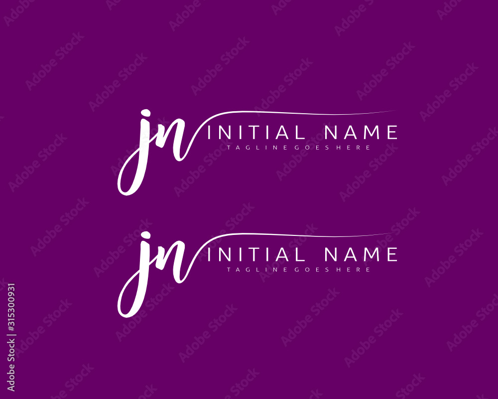 J N JN Initial handwriting logo vector. Hand lettering for designs ...