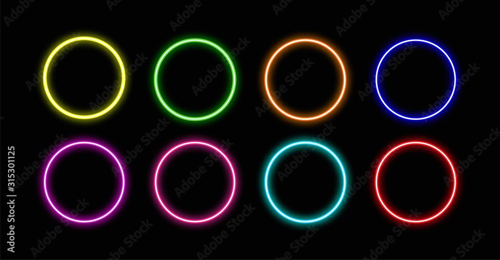 Circle neon.Circle neon vector.Circle  neon icon - obrazy, fototapety, plakaty 
