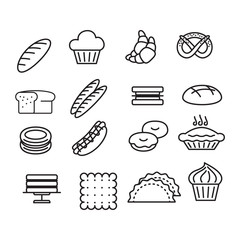 Canvas Print - Bakery Sign Black Thin Line Icon Set. Vector