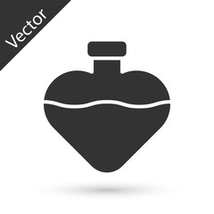 Grey Bottle with love potion icon isolated on white background. Valentines day symbol. Vector Illustration