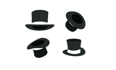 Wall Mural - collection black Bowler icon logo design illustration