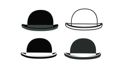 Wall Mural - collection of fedora hat icon line logo design illustration