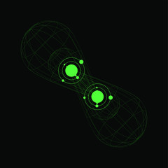 Aufkleber - Conceptual illustration of quantum entanglement. Two partticles share coherence in quantum state: position, momentum, spin, and polarization.