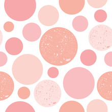 Pastel Pink Polka Dot Background. Seamless Vector Pattern.