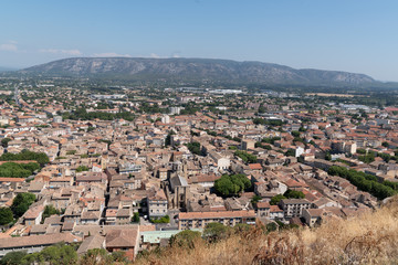 Wall Mural - top aerial view of hill city Cavaillon south of France