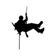 Rock Climber Silhouette on white background. Rappelling silhouette.