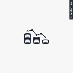 Poster - Money decrease, linear style sign for mobile concept and web design