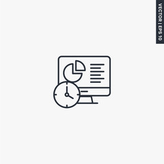 Poster - Stock market analysis time, linear style sign for mobile concept and web design