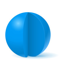 Canvas Print - Blue sphere with cut out piece. White template