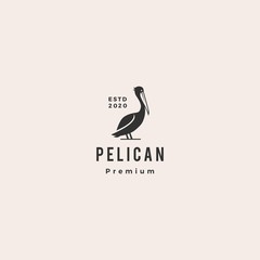 Wall Mural - pelican gulf bird coast beach logo vector icon illustration hipster vintage retro