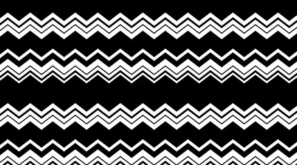 Canvas Print - Stripped Zig Zag pattern black and white texture background vector design.