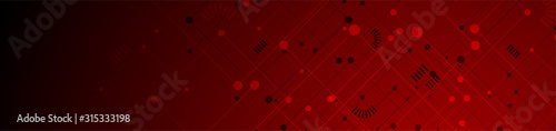 Fotografía Abstract dark red tech circuit board lines drawing banner design