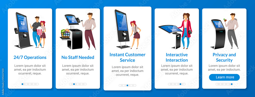 Instant customer service onboarding mobile app screen flat vector ...