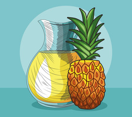 Poster - jar juice fresh fruit pineapple food healthy