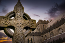 Celtic Crosses In Irish Cemetery 