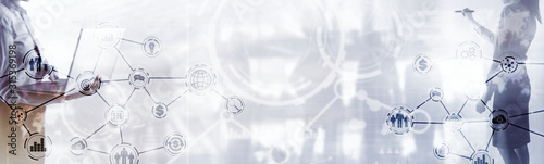 Fotomural Abstract internet of thing technology automation smart industry website header concept