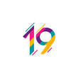 19 Years Anniversary Celebration Full Color Vector Template Design Illustration