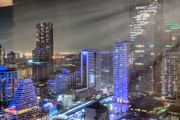 Wall Mural - Bangkok aerial night skyline, Thailand