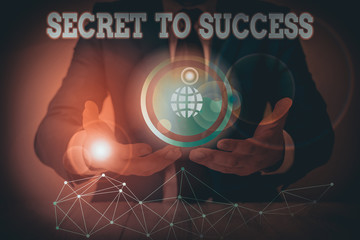 Text sign showing Secret To Success. Business photo text Unexplained attainment of fame wealth or social status