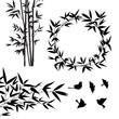 Set of tropical bamboo elements. Collection of palm leaves on a white background. Vector illustration bundle.