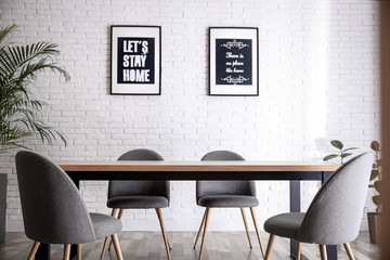 Canvas Print - Modern dining room interior with stylish furniture