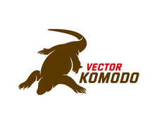 Komodo Dragon Logo Design Template. Graphic Animal Illustration.