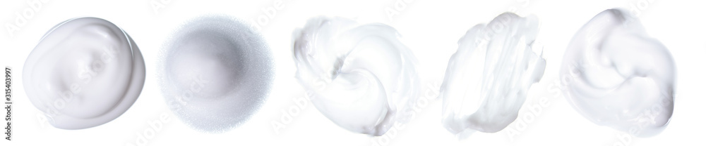 set foam mousse cream beauty on white background isolation, top view - obrazy, fototapety, plakaty 