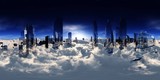 Fototapeta Sypialnia - City landscape. Panorama of clouds, HDRI. equidistant projection. Spherical panorama. panorama 360. environment map