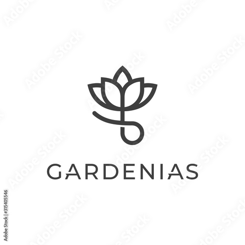 Gardenias flower logo icon . lotus logo design simple minimalist vector graphic template for your company