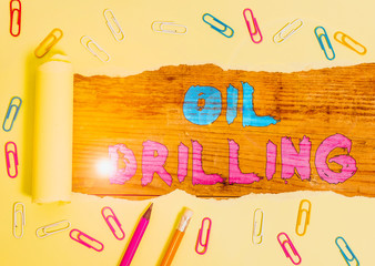 Poster - Word writing text Oil Drilling. Business photo showcasing involves the drilling and pumping of oil from underground wells