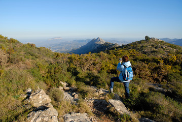 hiking in the mountains, cavall verd, alicante province, spain
