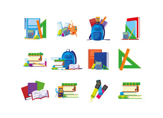 Sticker - Isolated school icon set vector design