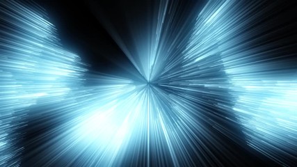 Wall Mural - Light rays flowing around and glowing blue light. Futuristic cyan blue beam 3d computer graphic animation.