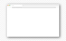 Empty Browser Window On Transparent Background. Empty Web Page Mockup With Toolbar