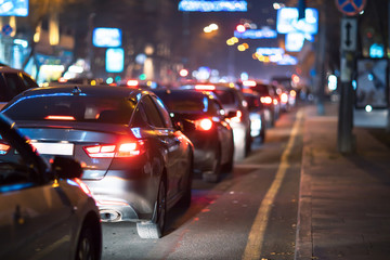 Wall Mural - car driving on evening city