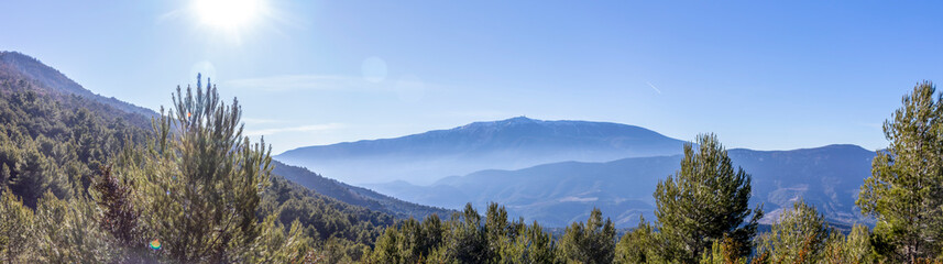 Mont Ventoux mountain in the Provence region in beautiful winter day and sun of Southern France