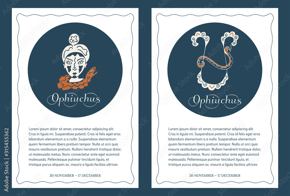 Ophiocus Sign Zodiac signs Ophiuchus. Two templates of international format for ...