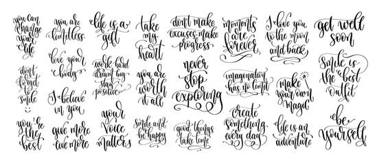 Wall Mural - set of 25 positive quotes design, motivation and inspiration hand lettering