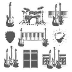 Sticker - Set of musical instruments isolated on a white background