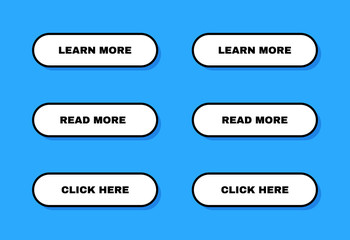 Poster - Set of cartoon style buttons for website, mobile app and infographic on blue background. Modern vector illustration flat style