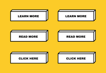 Poster - Set of cartoon style buttons for website, mobile app and infographic on yellow background. Modern vector illustration flat style