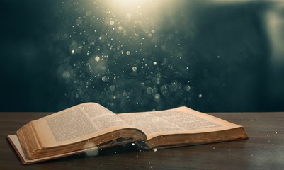 Wall Mural - christian open bible with light illustration