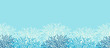 Underwater sea life ocean banner background with blue coral reef.