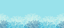 Underwater Sea Life Ocean Banner Background With Blue Coral Reef.