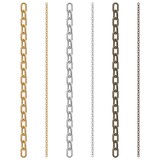 Fototapeta  - Set of chains on a white background: gold, steel and rusty iron