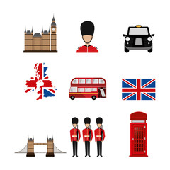 Canvas Print - bundle of britain culture icons vector illustration design