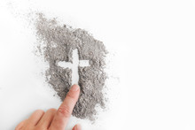 Cross Made Of Ashes, Ash Wednesday, Lent Season Abstract Background