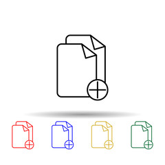 Poster - adding sheets multi color style icon. Simple thin line, outline vector of web icons for ui and ux, website or mobile application
