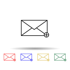 Poster - adding a message multi color style icon. Simple thin line, outline vector of web icons for ui and ux, website or mobile application